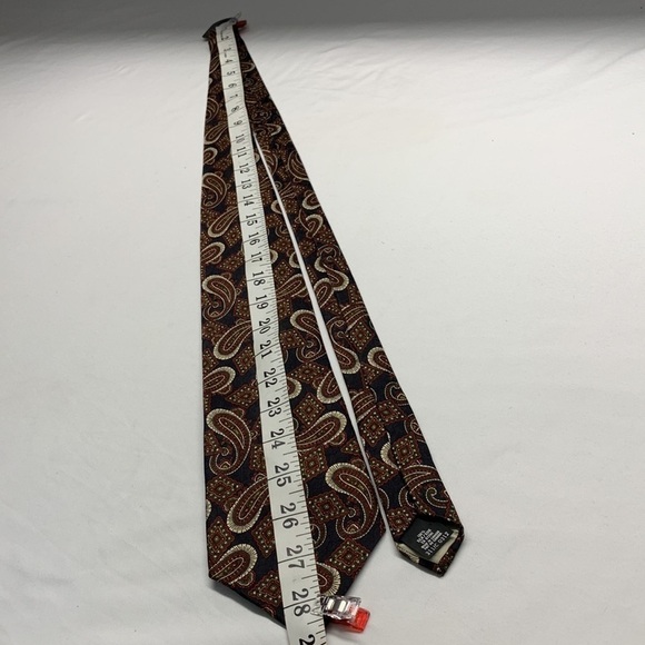 St Michael Paisley 100% Silk Neck Tie NWOT Navy Blend - Picture 6 of 7